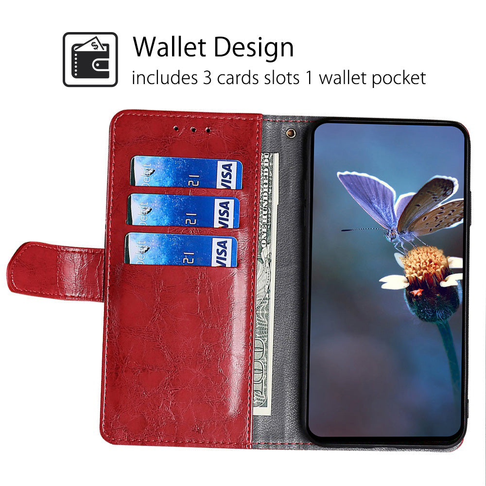 For Realme 12+ 5G Case Magnetic Closing Geometric Splicing Phone Stand Cover - Red