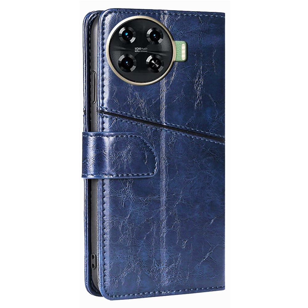 For Transsion Tecno Spark 20 Pro+ Case Geometric Splicing Wallet Drop-resistant Phone Cover - Blue