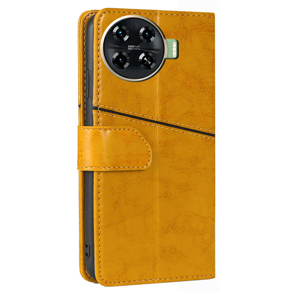 For Transsion Tecno Spark 20 Pro+ Case Geometric Splicing Wallet Drop-resistant Phone Cover - Yellow