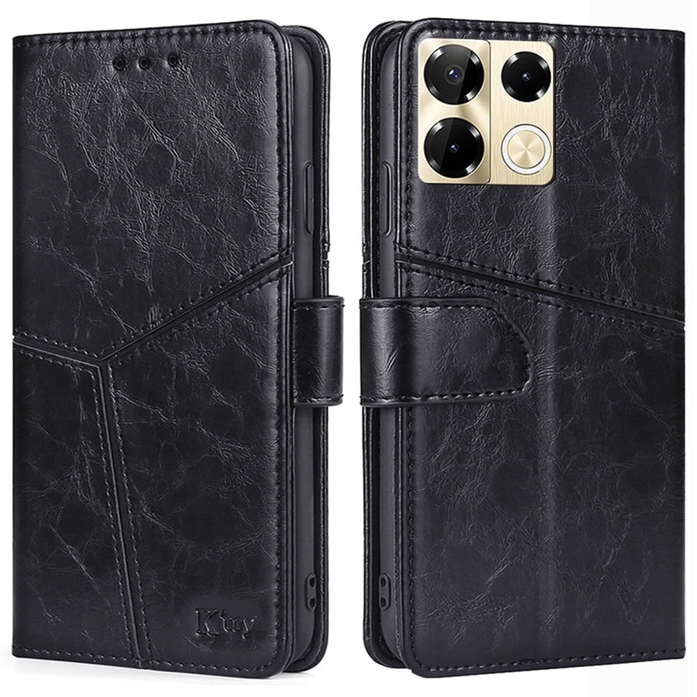 For Transsion Infinix Note 40 Pro 5G Phone Cover Wallet Geometric Splicing Magnetic Case - Black