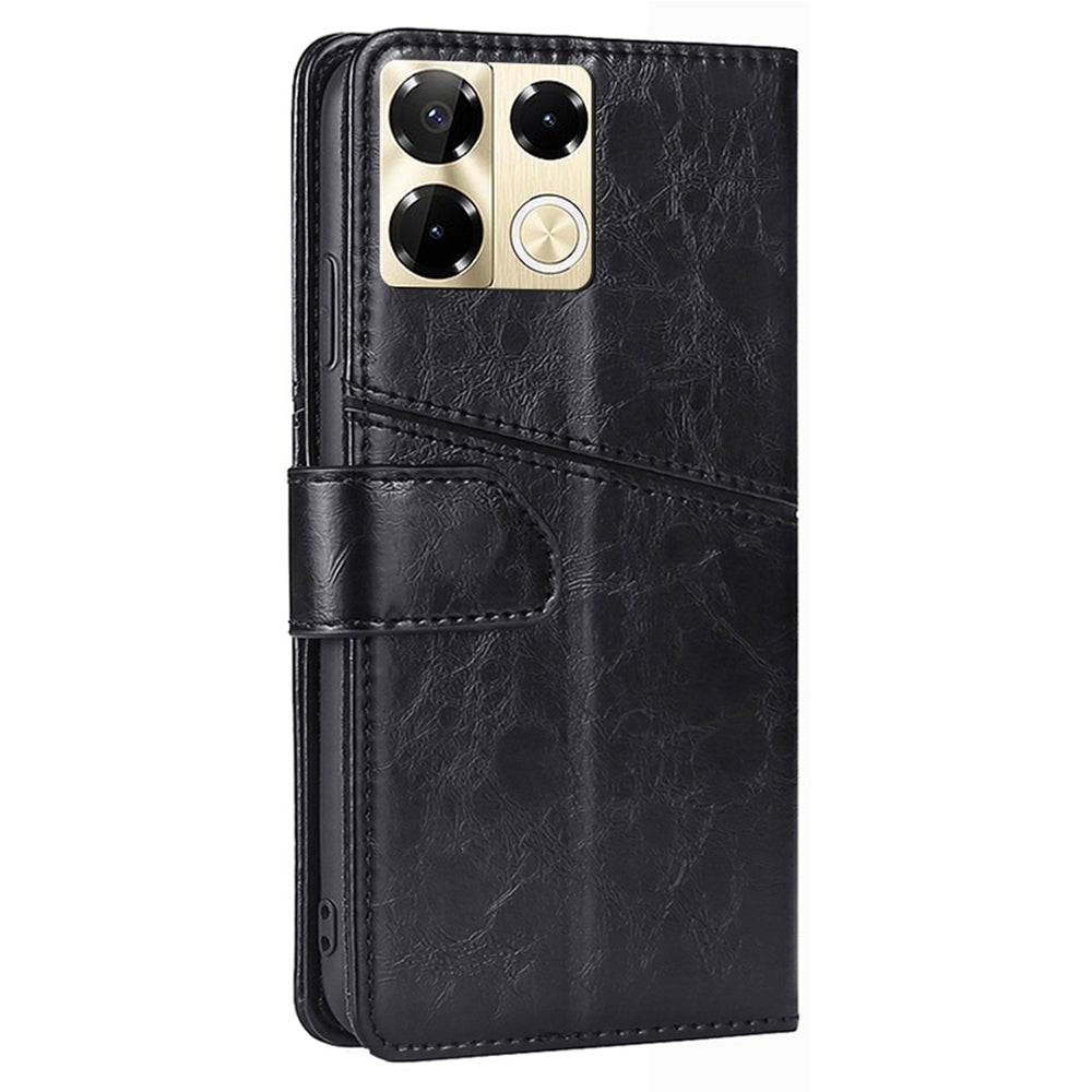 For Transsion Infinix Note 40 Pro 5G Phone Cover Wallet Geometric Splicing Magnetic Case - Black