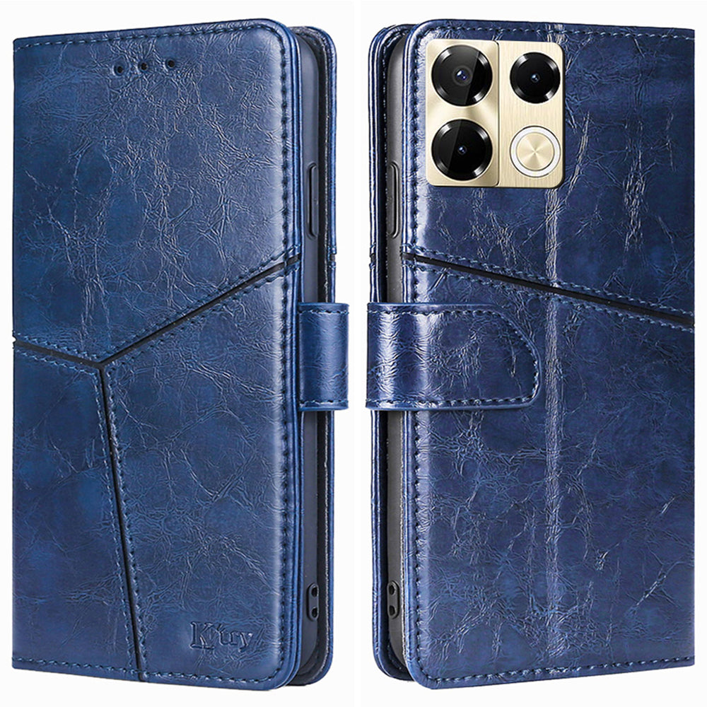 For Transsion Infinix Note 40 Pro 5G Phone Cover Wallet Geometric Splicing Magnetic Case - Blue