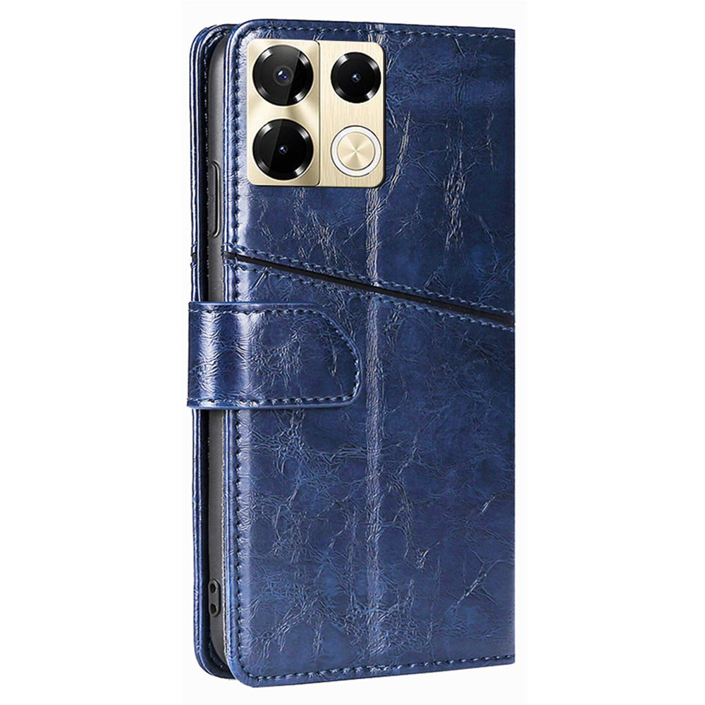 For Transsion Infinix Note 40 Pro 5G Phone Cover Wallet Geometric Splicing Magnetic Case - Blue