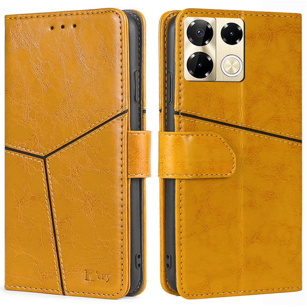 For Transsion Infinix Note 40 Pro 5G Phone Cover Wallet Geometric Splicing Magnetic Case - Yellow
