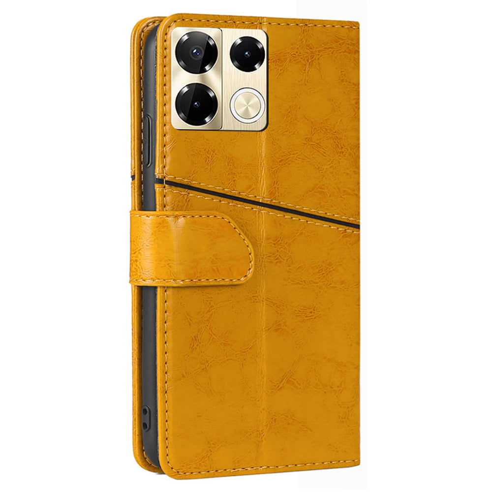 For Transsion Infinix Note 40 Pro 5G Phone Cover Wallet Geometric Splicing Magnetic Case - Yellow
