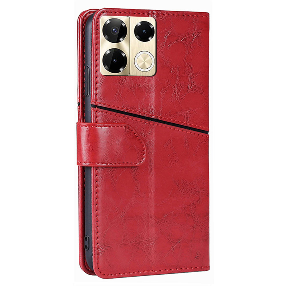 For Transsion Infinix Note 40 Pro 5G Phone Cover Wallet Geometric Splicing Magnetic Case - Red