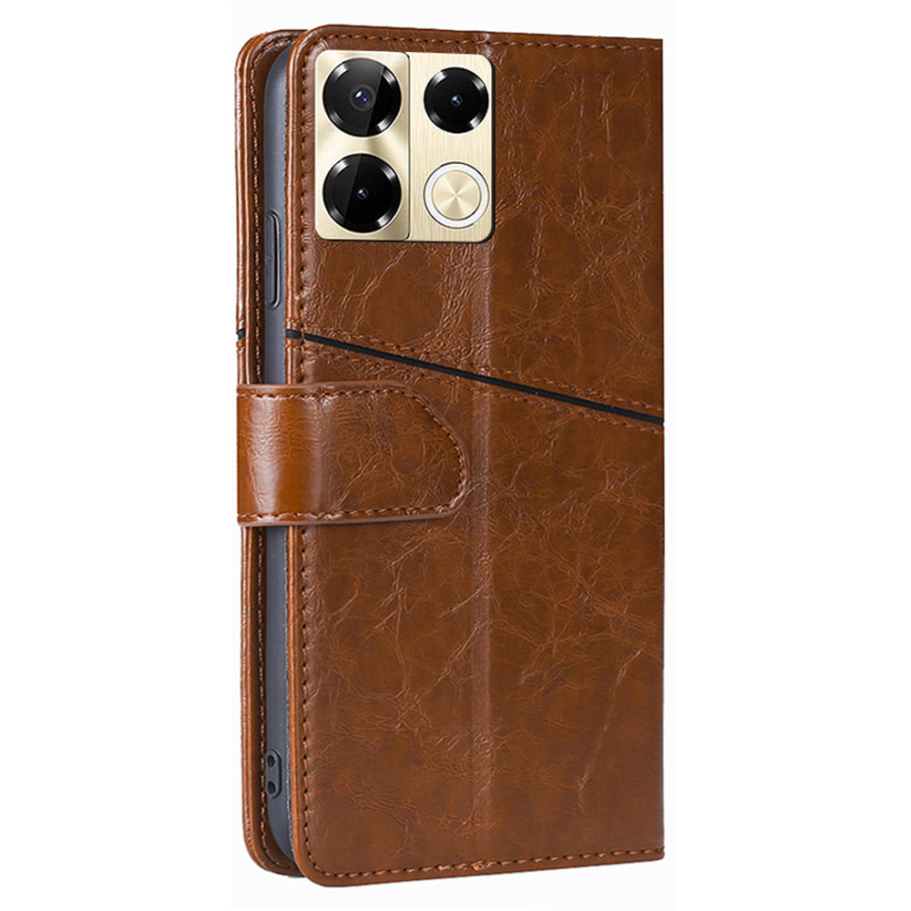 For Transsion Infinix Note 40 Pro 5G Phone Cover Wallet Geometric Splicing Magnetic Case - Light Brown