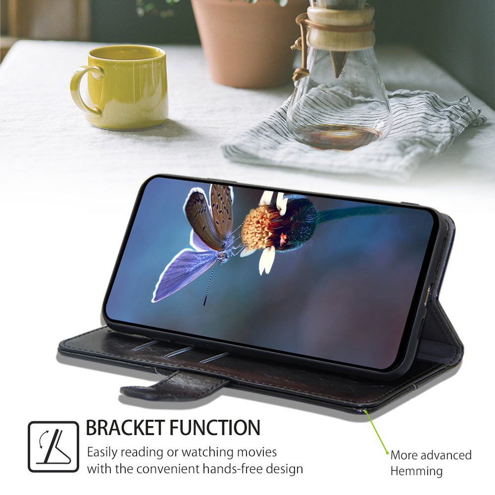 For Oppo Reno11 F 5G / F25 Pro 5G Magnetic Case Imprinted Geometric Splicing Stand Phone Cover - Black