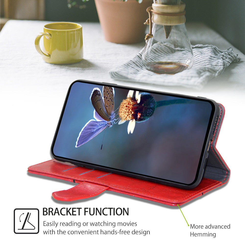 For Oppo Reno11 F 5G / F25 Pro 5G Magnetic Case Imprinted Geometric Splicing Stand Phone Cover - Red