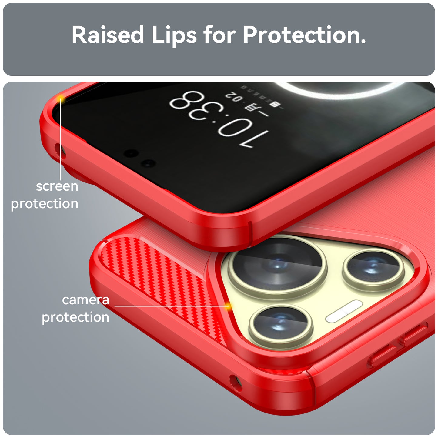 For Huawei Pura 70 Case Carbon Fiber Texture TPU Phone Cover - Red