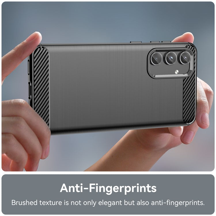 For Samsung Galaxy M55 5G / C55 5G / F55 5G Brushed Phone Case Carbon Fiber Texture Soft TPU Cover - Black