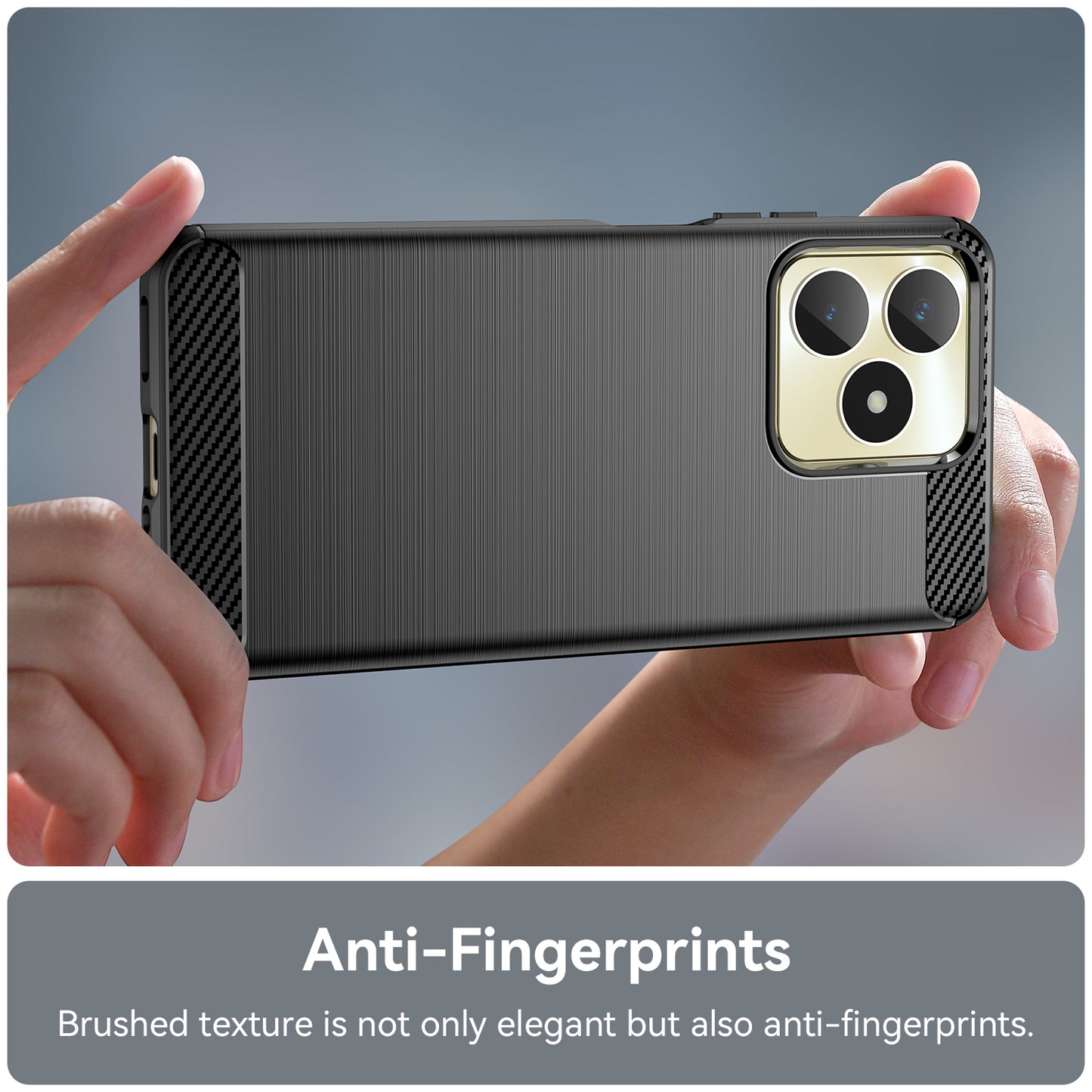 For Realme Note 50 4G Case Carbon Fiber Texture Anti-drop TPU Back Cover - Black