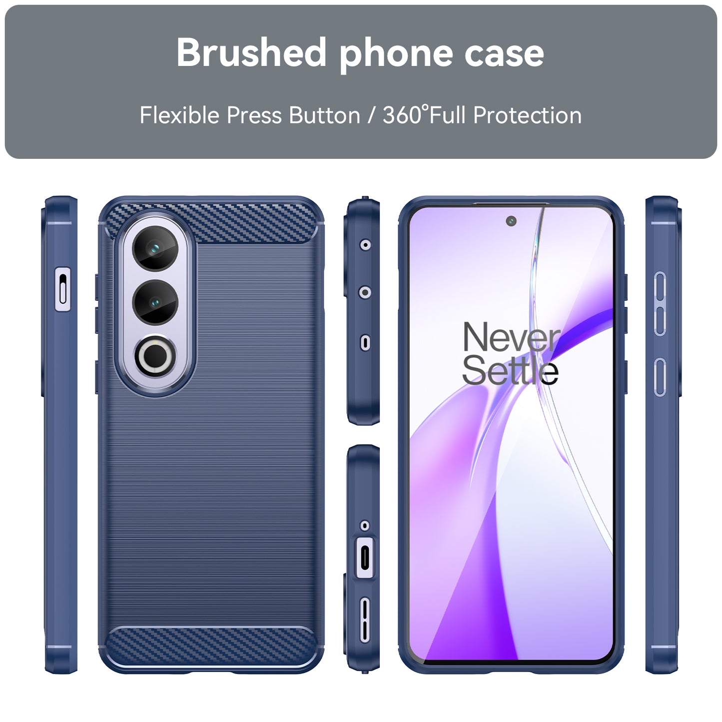 For OnePlus Ace 3V 5G Case Carbon Fiber Texture Brushed TPU Phone Back Cover - Blue