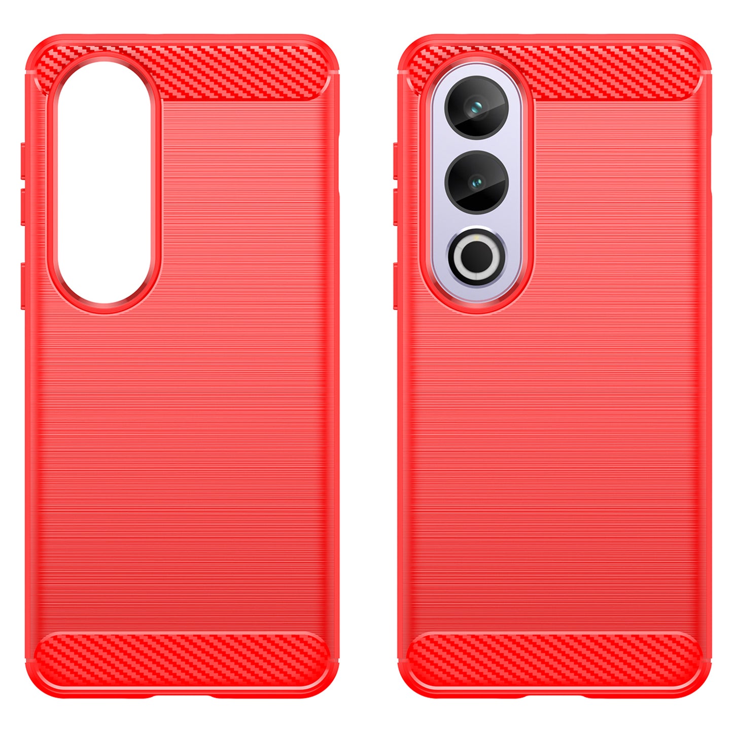 For OnePlus Ace 3V 5G Case Carbon Fiber Texture Brushed TPU Phone Back Cover - Red