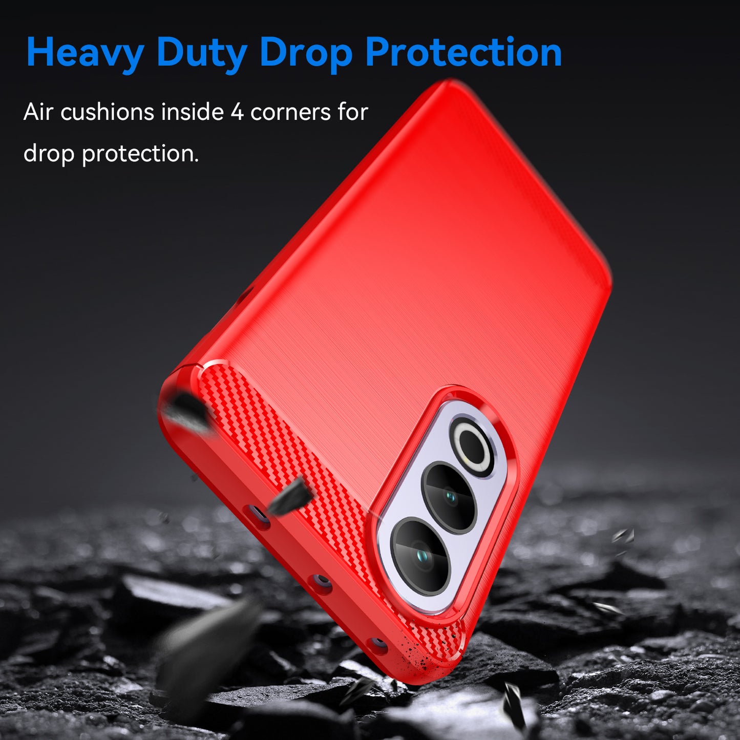 For OnePlus Ace 3V 5G Case Carbon Fiber Texture Brushed TPU Phone Back Cover - Red