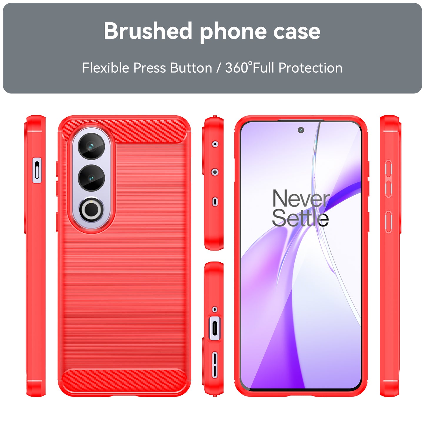 For OnePlus Ace 3V 5G Case Carbon Fiber Texture Brushed TPU Phone Back Cover - Red