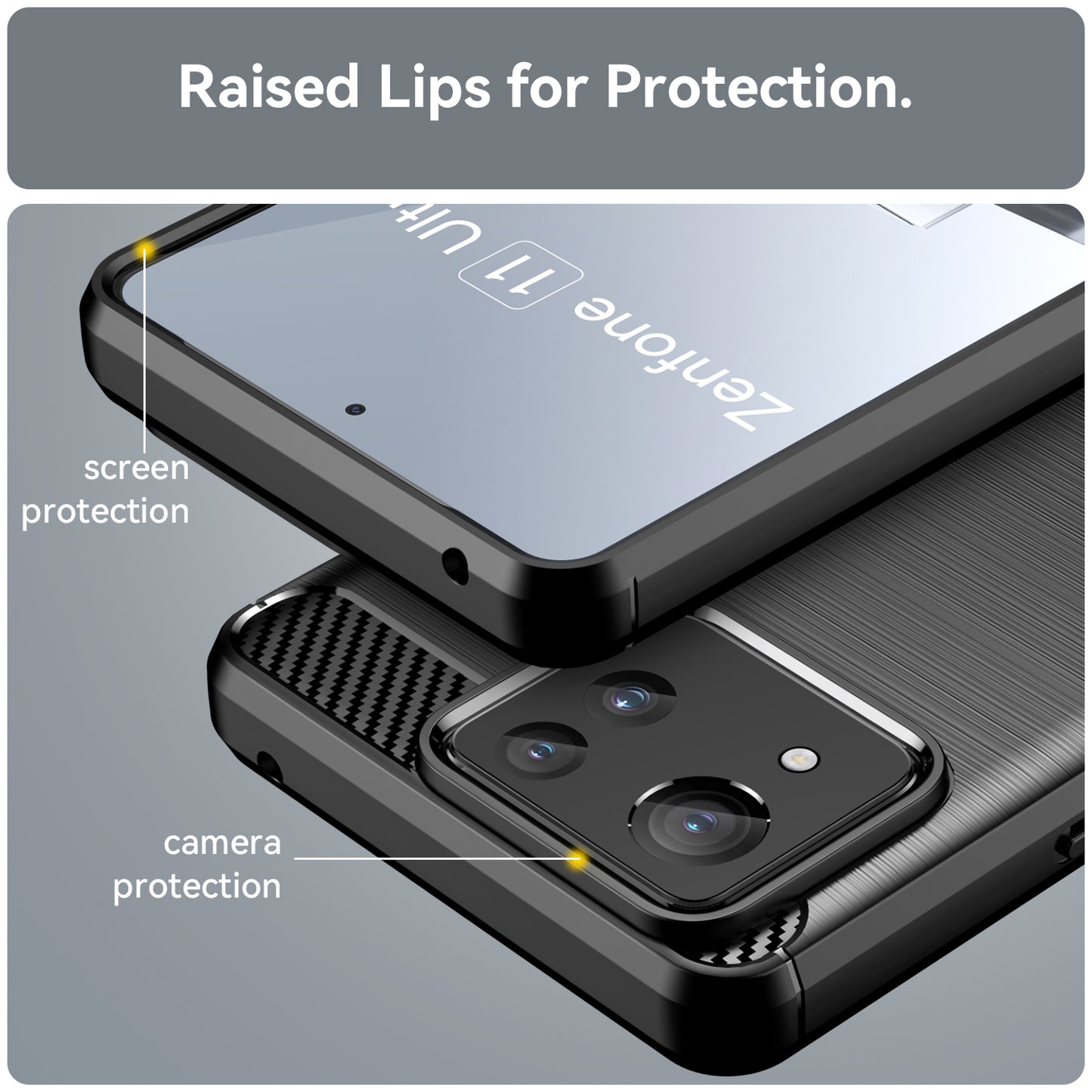 For Asus Zenfone 11 Ultra 5G TPU Case Carbon Fiber Texture Soft Phone Cover - Black