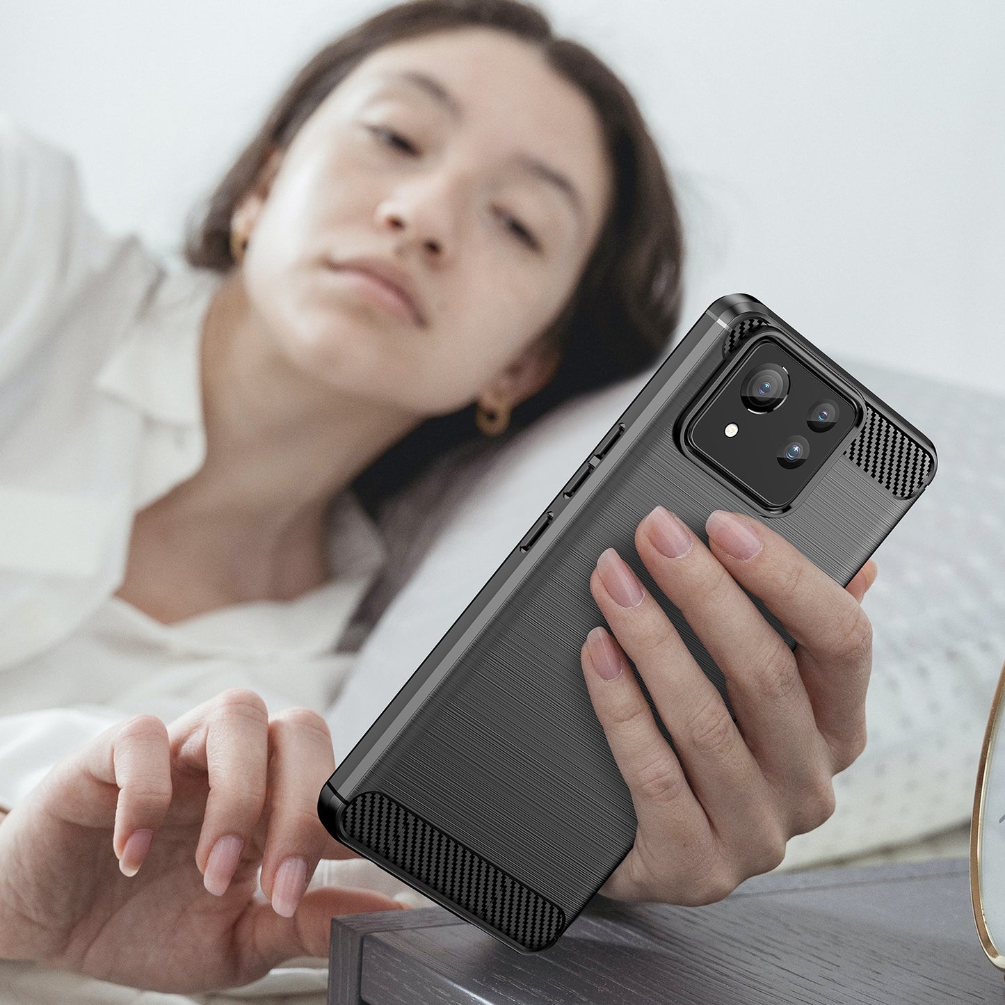 For Asus Zenfone 11 Ultra 5G TPU Case Carbon Fiber Texture Soft Phone Cover - Black