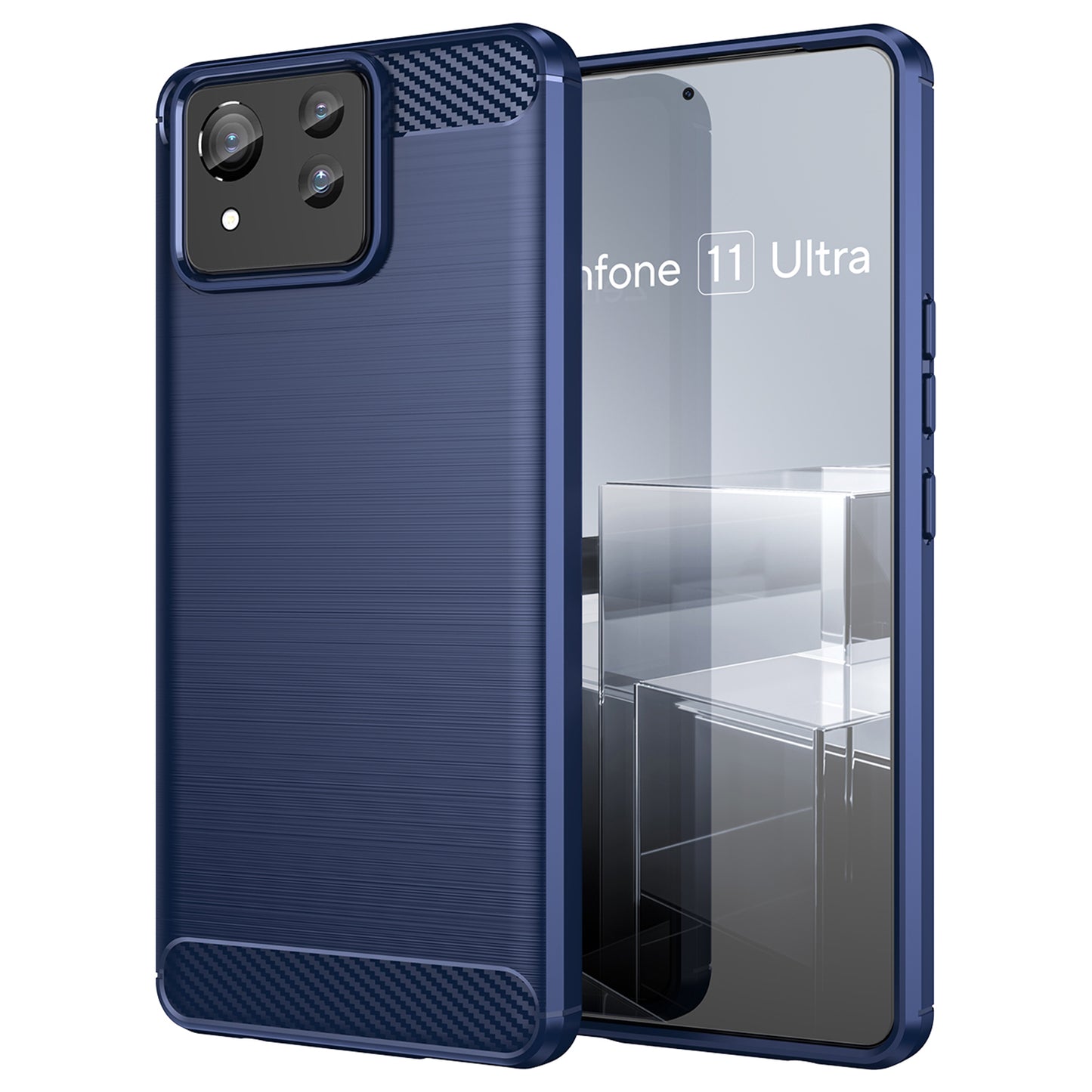 For Asus Zenfone 11 Ultra 5G TPU Case Carbon Fiber Texture Soft Phone Cover - Blue
