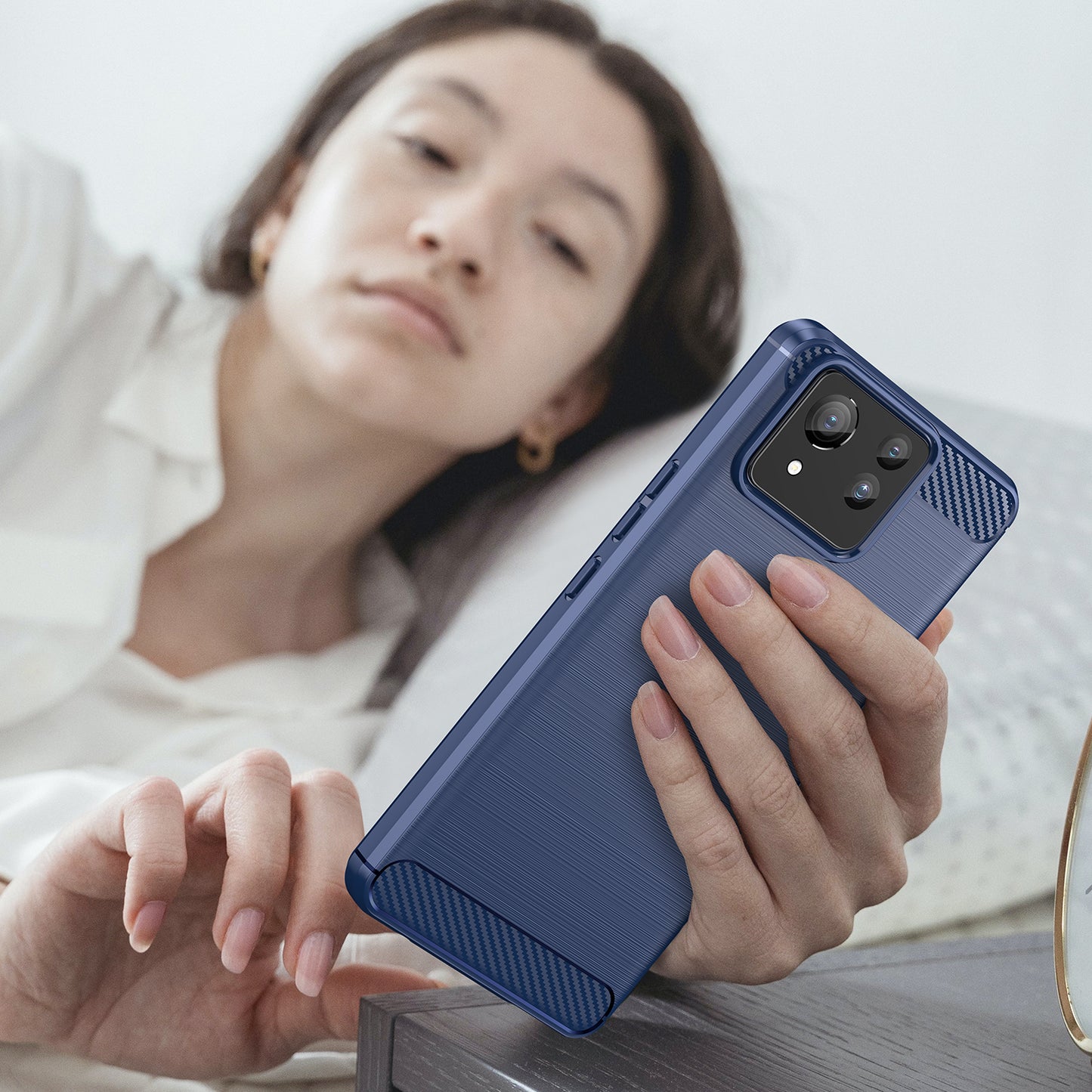 For Asus Zenfone 11 Ultra 5G TPU Case Carbon Fiber Texture Soft Phone Cover - Blue