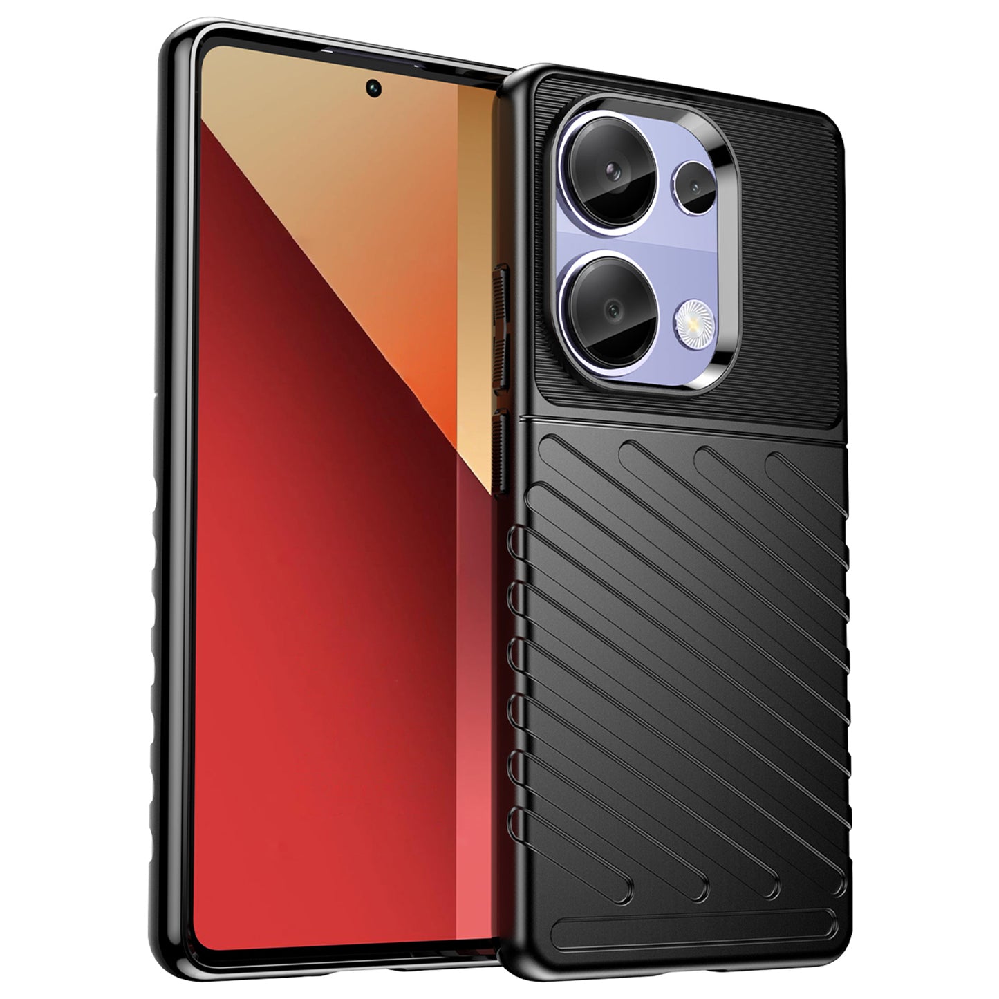 Thunder Series For Xiaomi Redmi Note 13 Pro 4G / Poco M6 Pro 4G TPU Case Twill Texture Phone Back Cover - Black