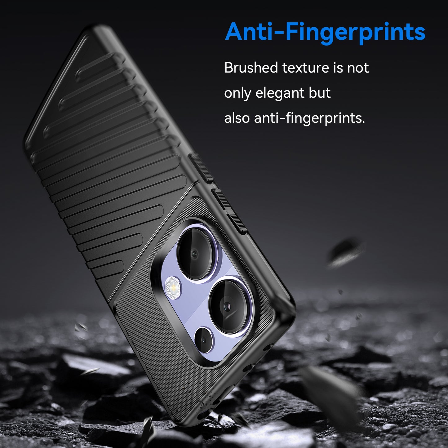 Thunder Series For Xiaomi Redmi Note 13 Pro 4G / Poco M6 Pro 4G TPU Case Twill Texture Phone Back Cover - Black