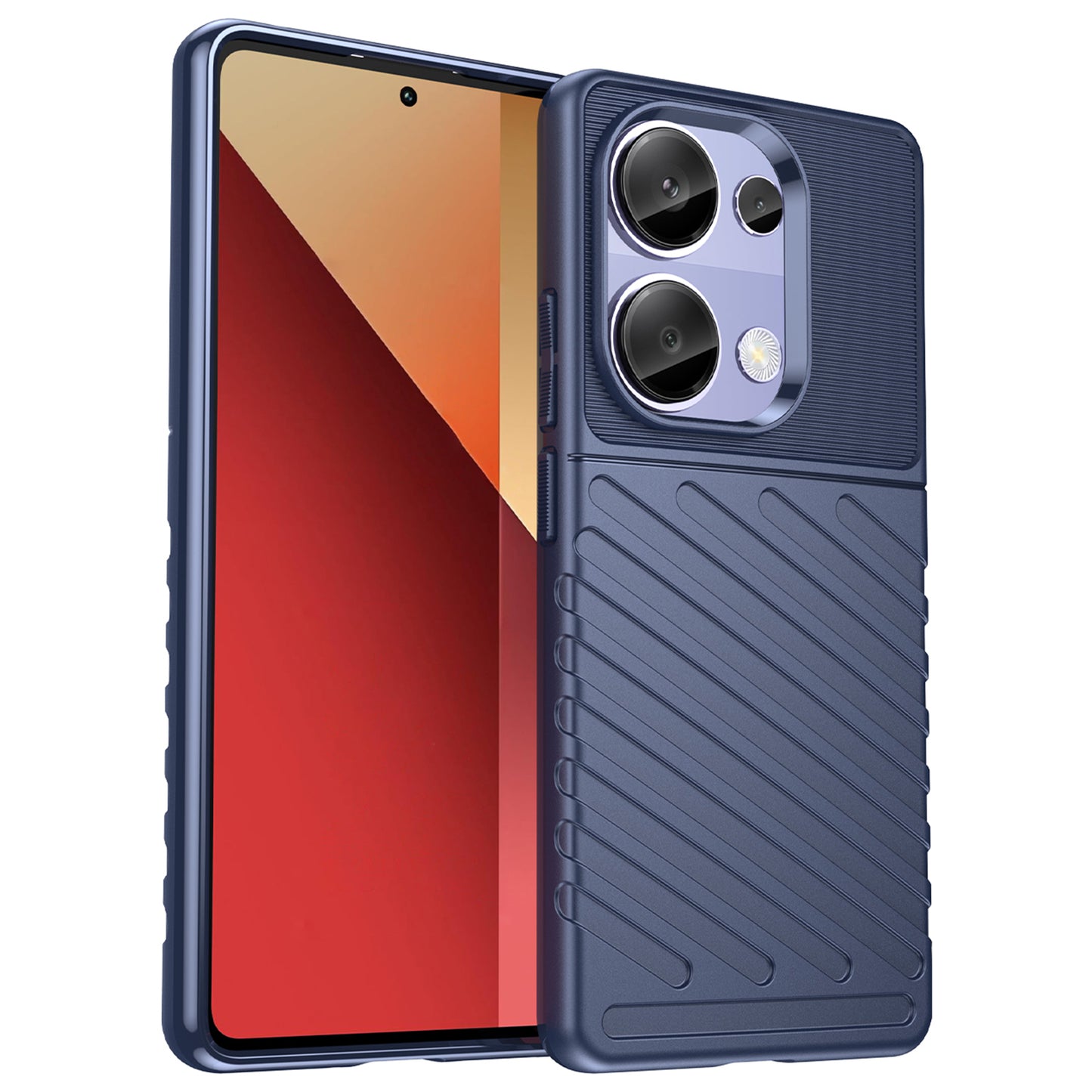 Thunder Series For Xiaomi Redmi Note 13 Pro 4G / Poco M6 Pro 4G TPU Case Twill Texture Phone Back Cover - Blue