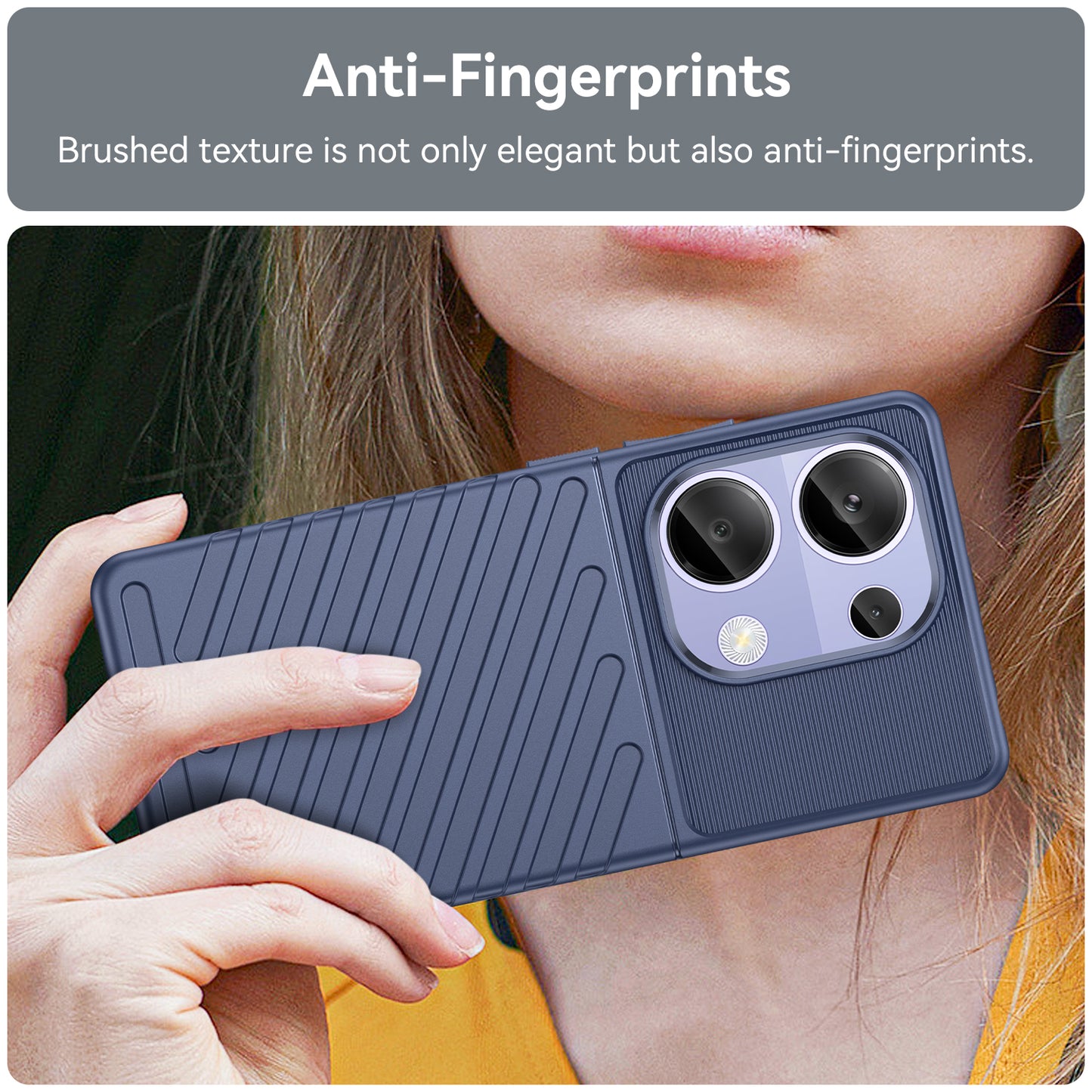 Thunder Series For Xiaomi Redmi Note 13 Pro 4G / Poco M6 Pro 4G TPU Case Twill Texture Phone Back Cover - Blue