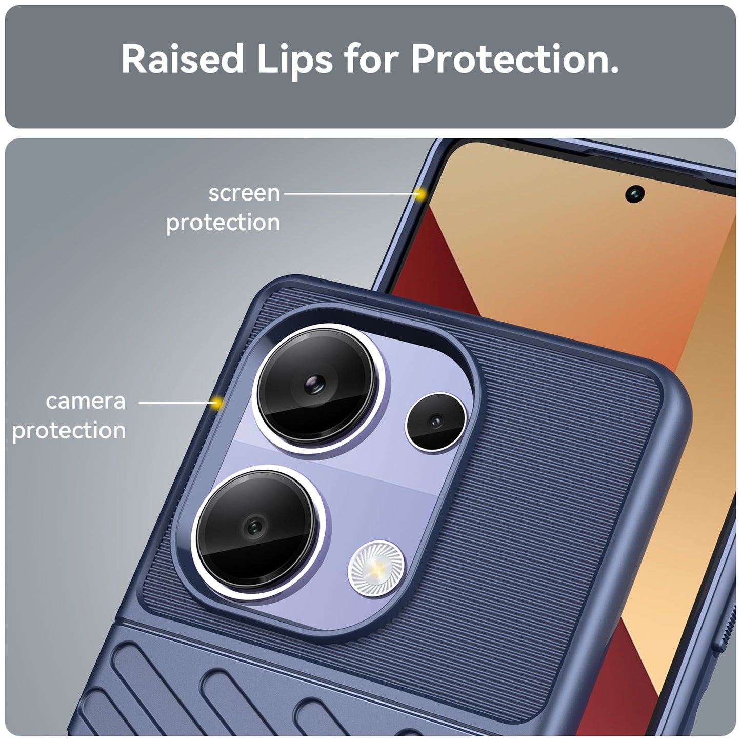 Thunder Series For Xiaomi Redmi Note 13 Pro 4G / Poco M6 Pro 4G TPU Case Twill Texture Phone Back Cover - Blue