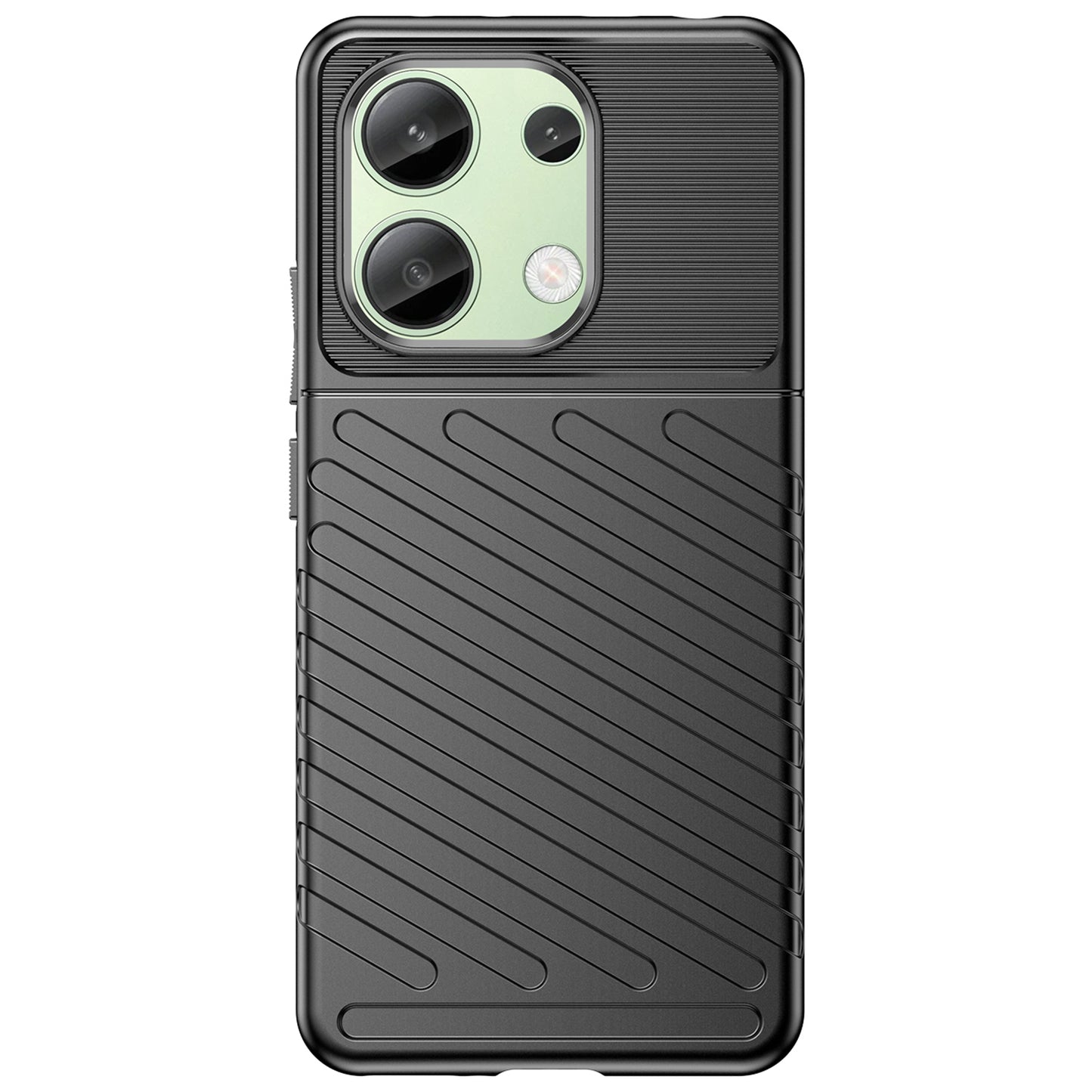 Thunder Series For Xiaomi Redmi Note 13 4G Case Twill Texture Thickened TPU Soft Phone Cover - Black