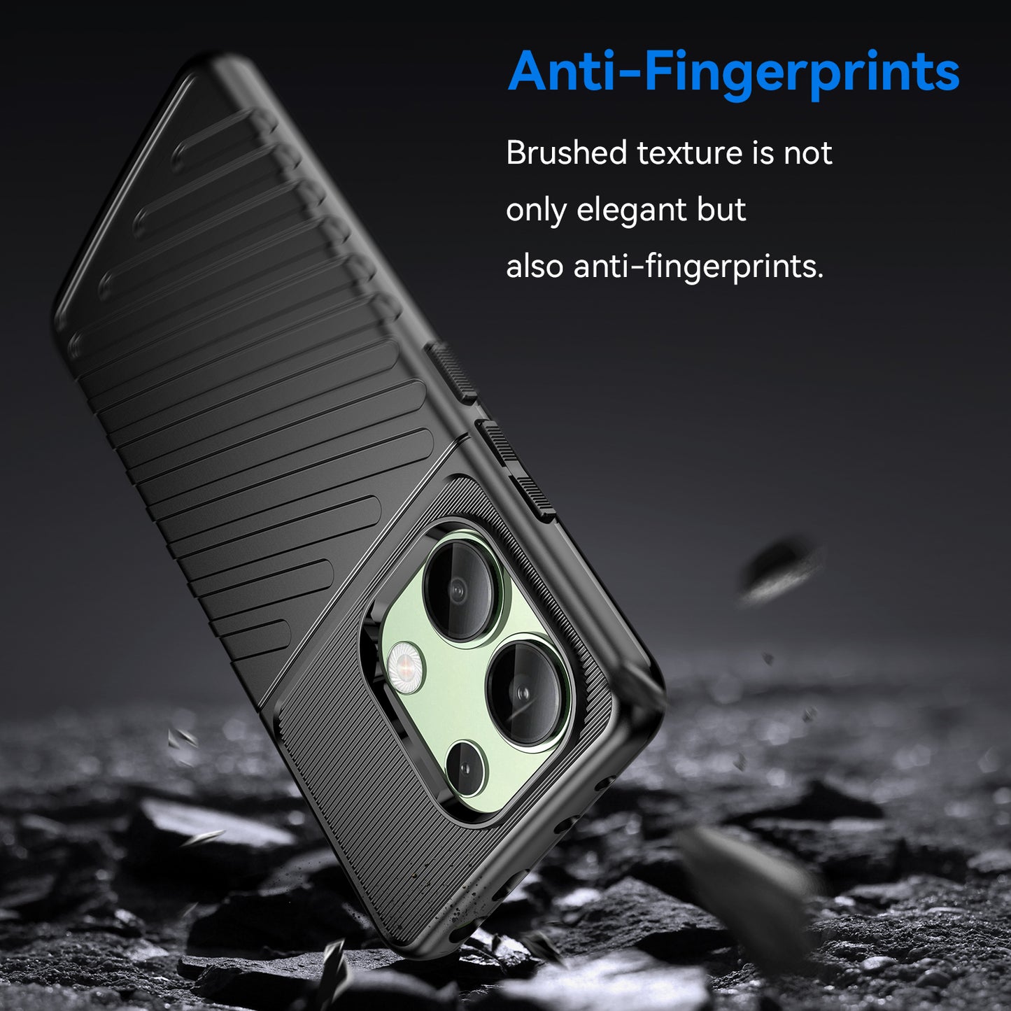 Thunder Series For Xiaomi Redmi Note 13 4G Case Twill Texture Thickened TPU Soft Phone Cover - Black
