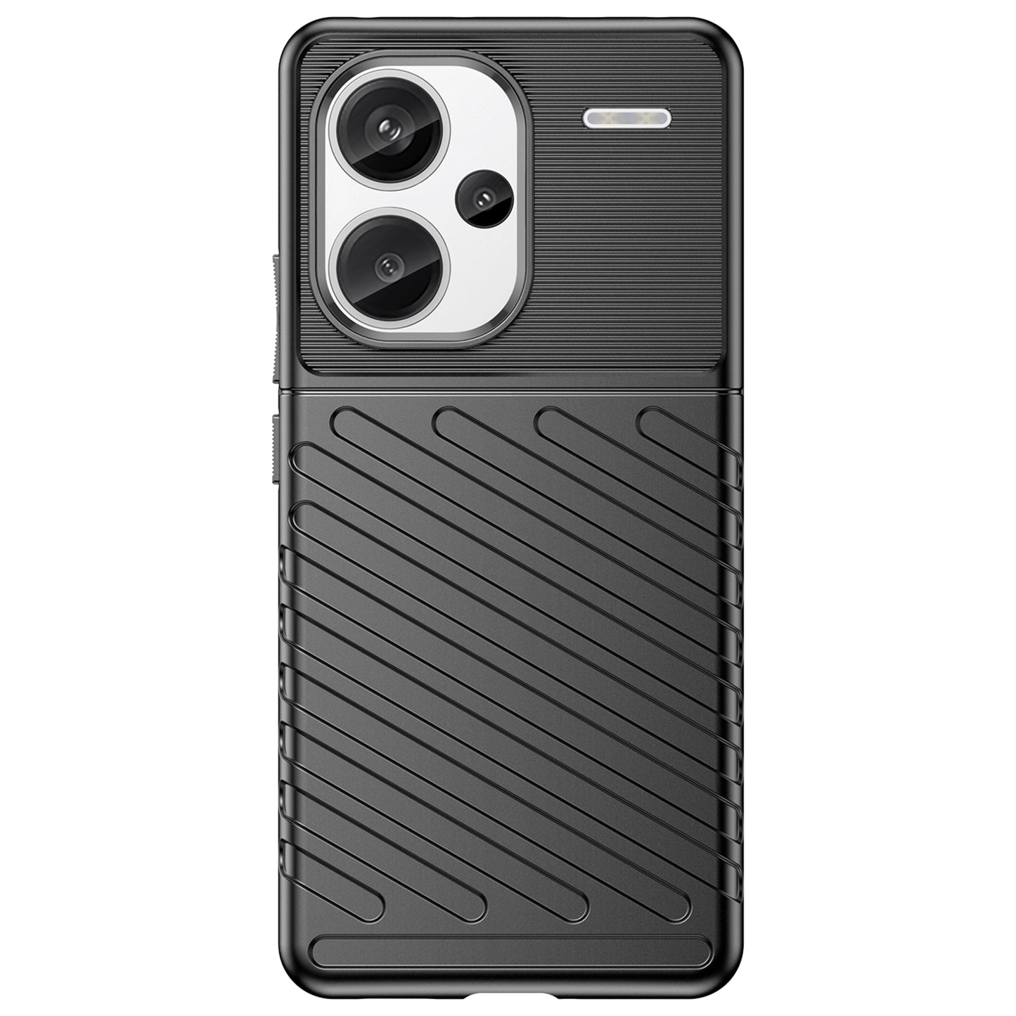 Thunder Series For Xiaomi Redmi Note 13 Pro+ 5G TPU Phone Case Twill Texture Back Cover - Black