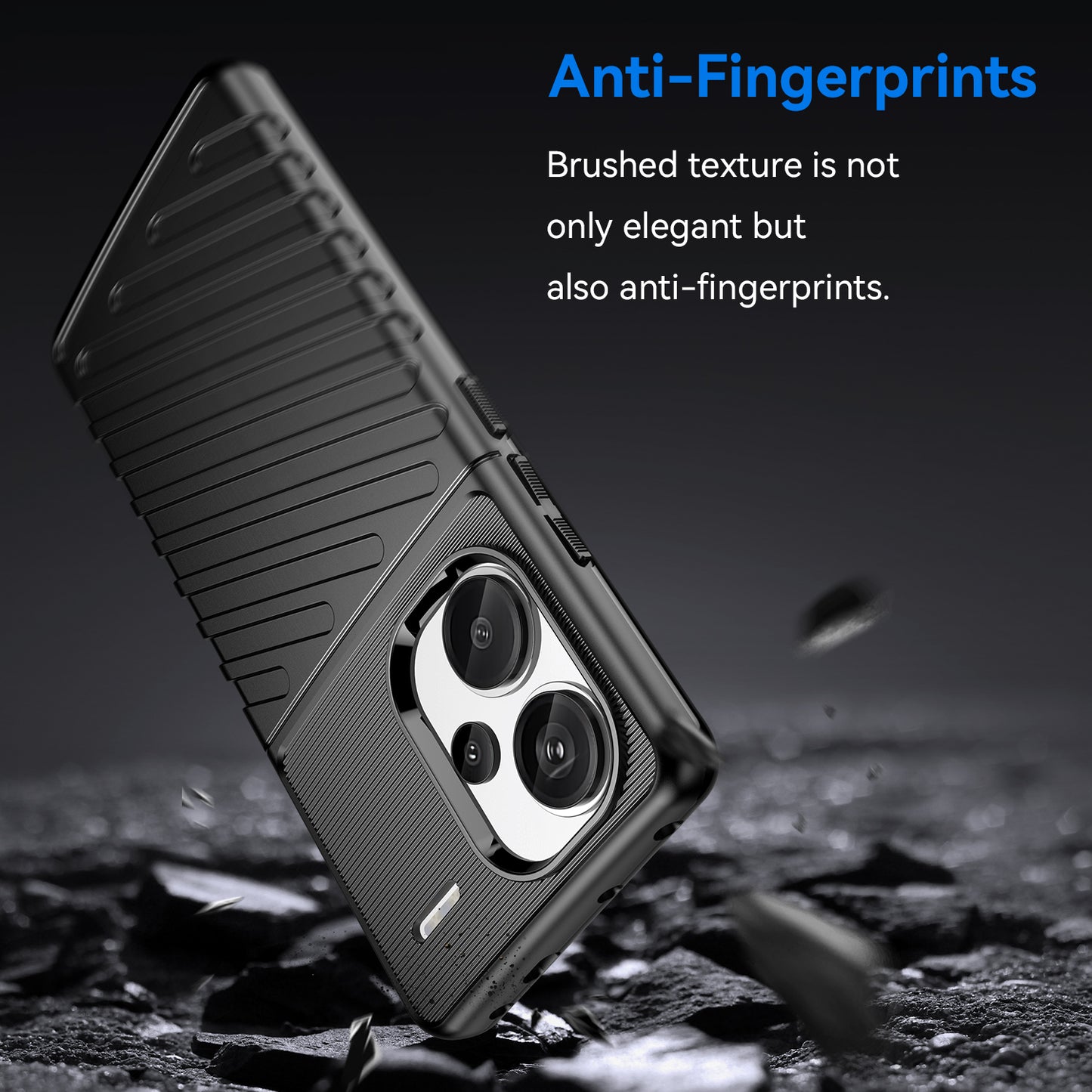 Thunder Series For Xiaomi Redmi Note 13 Pro+ 5G TPU Phone Case Twill Texture Back Cover - Black