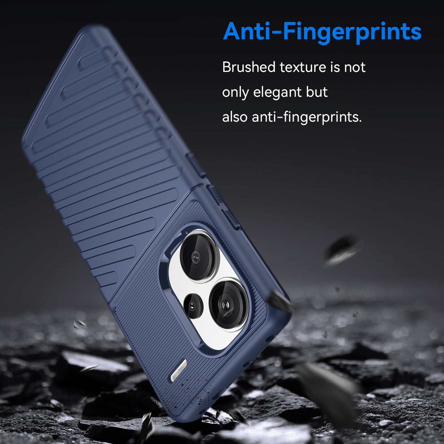 Thunder Series For Xiaomi Redmi Note 13 Pro+ 5G TPU Phone Case Twill Texture Back Cover - Blue