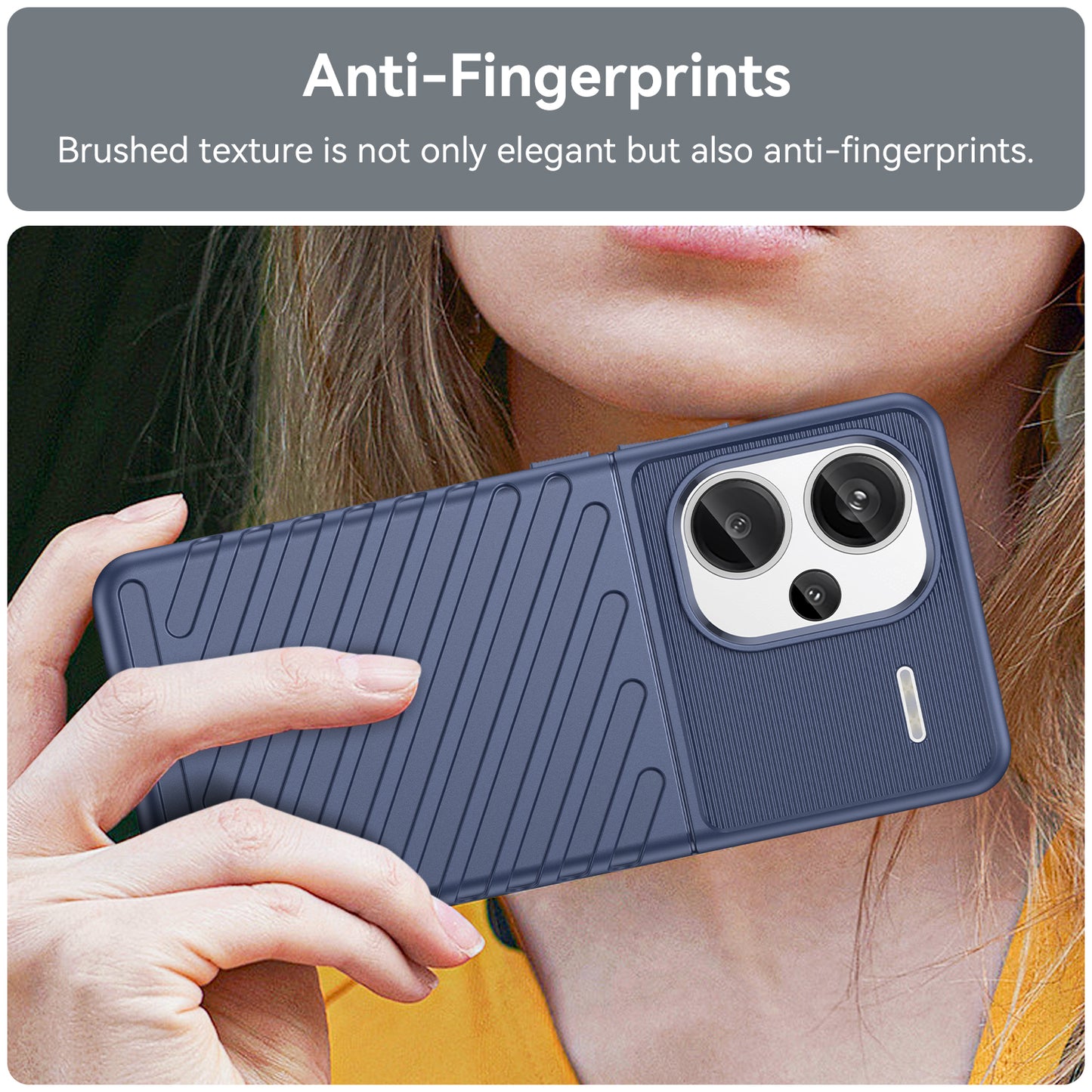 Thunder Series For Xiaomi Redmi Note 13 Pro+ 5G TPU Phone Case Twill Texture Back Cover - Blue