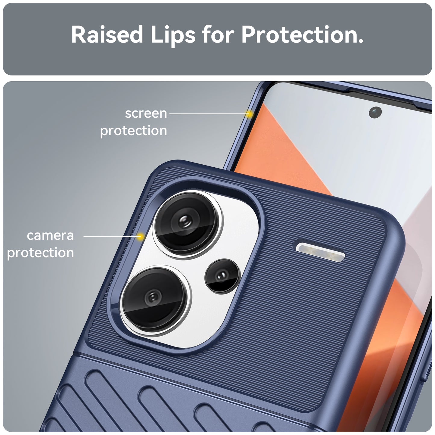 Thunder Series For Xiaomi Redmi Note 13 Pro+ 5G TPU Phone Case Twill Texture Back Cover - Blue