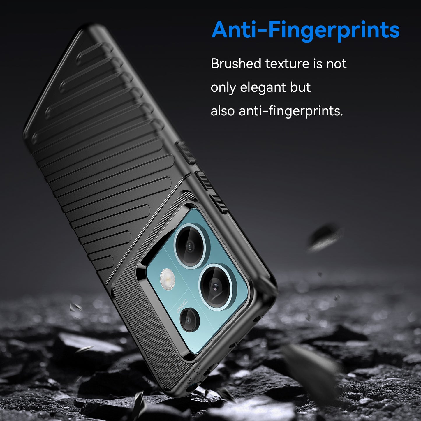 Thunder Series For Xiaomi Redmi Note 13 Pro 5G / Poco X6 5G Case Thickened TPU Soft Phone Cover - Black