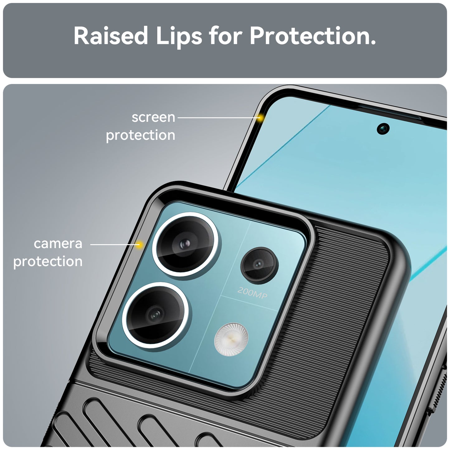 Thunder Series For Xiaomi Redmi Note 13 Pro 5G / Poco X6 5G Case Thickened TPU Soft Phone Cover - Black