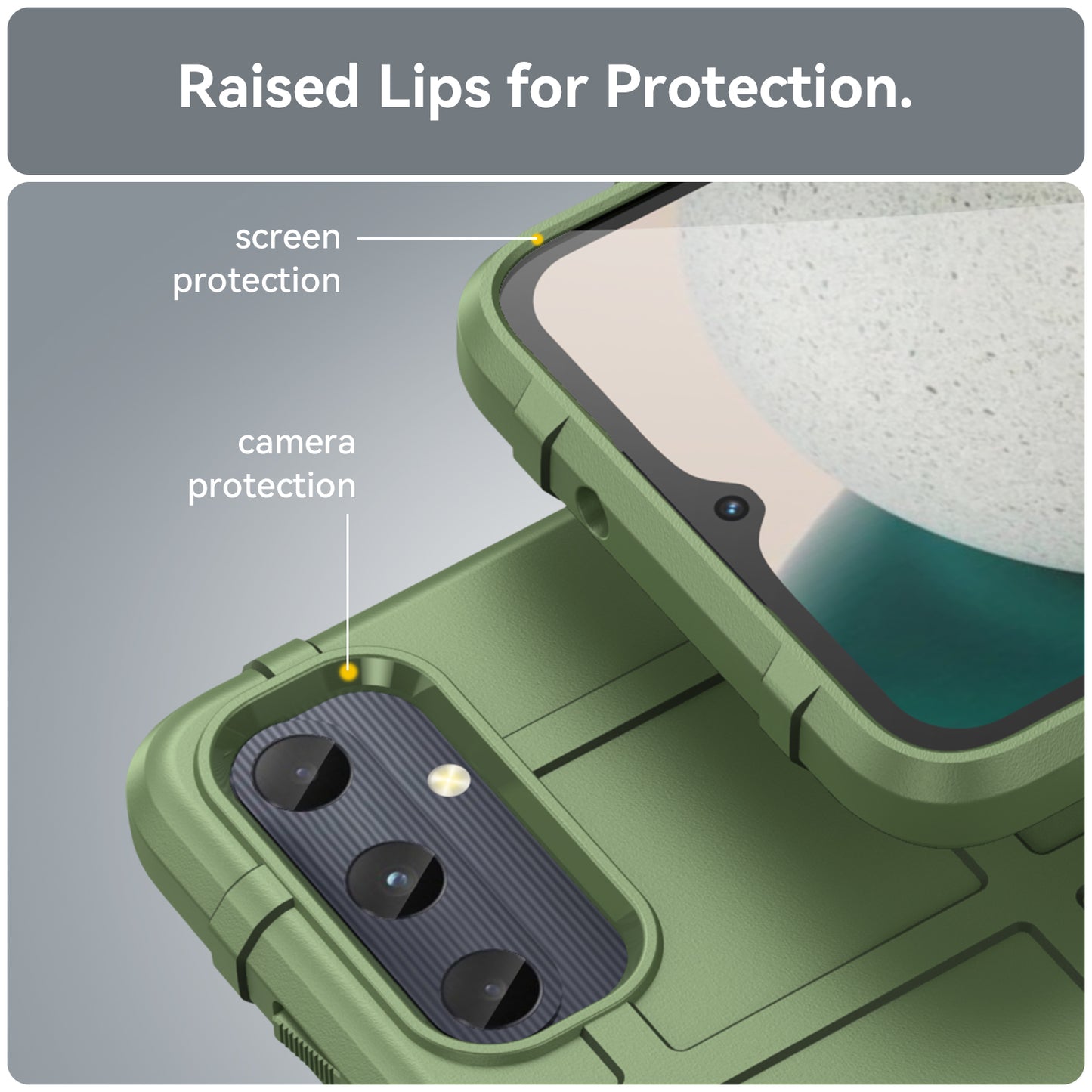 For Samsung Galaxy M14 4G Case Square Grid Texture Non-Slip TPU Phone Cover - Green