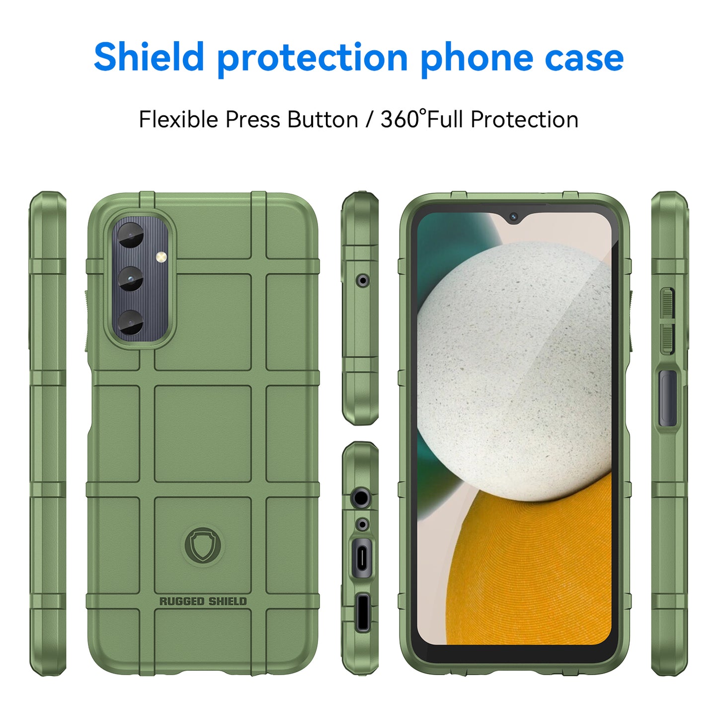 For Samsung Galaxy M14 4G Case Square Grid Texture Non-Slip TPU Phone Cover - Green
