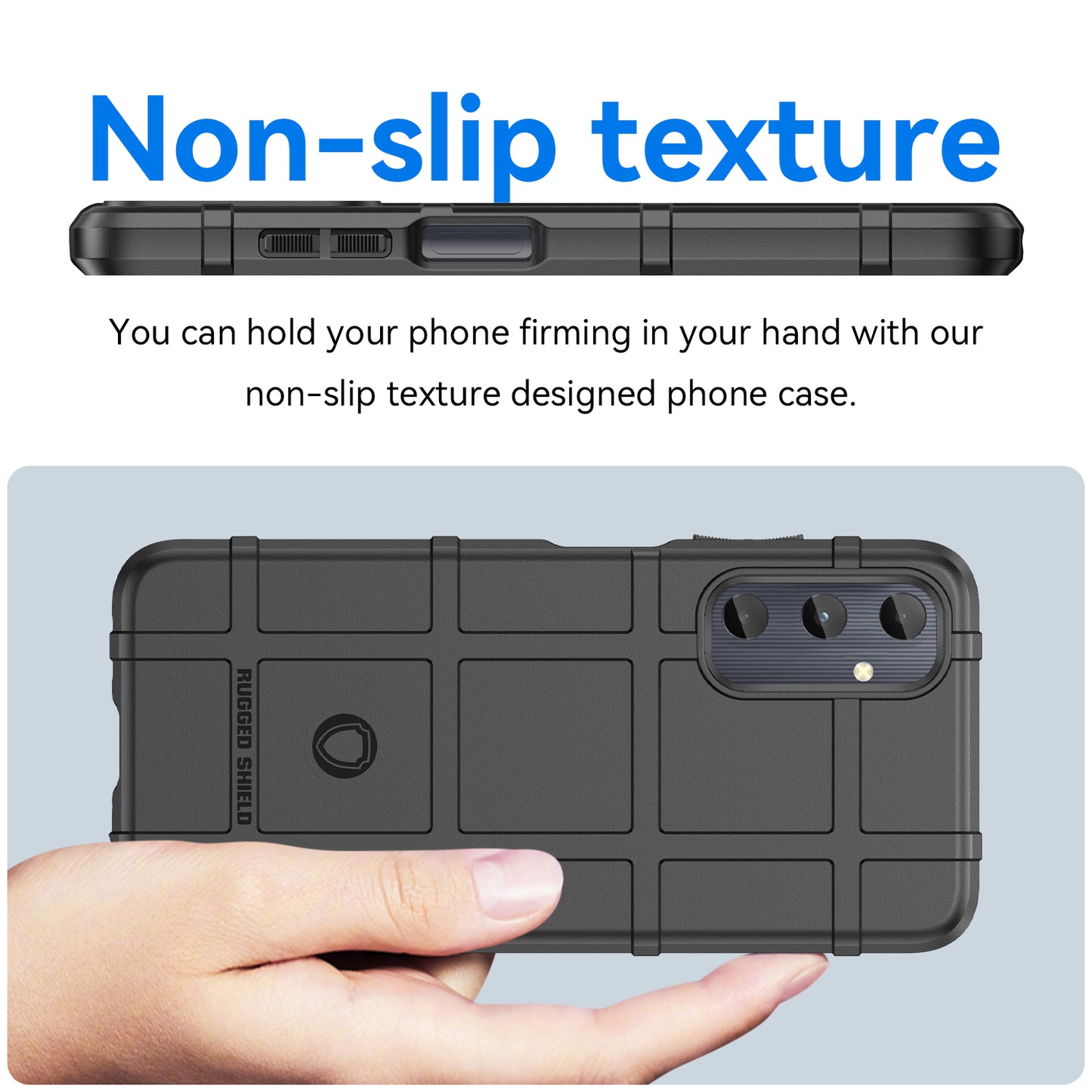 For Samsung Galaxy M14 4G Case Square Grid Texture Non-Slip TPU Phone Cover - Black