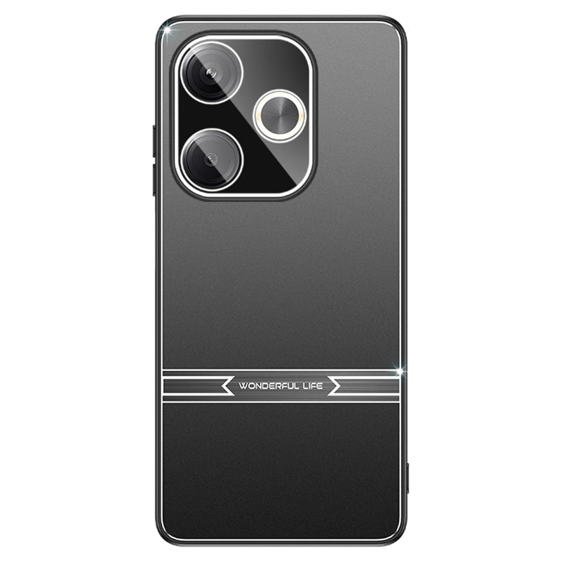 Matte Case for Xiaomi Redmi Turbo 3 5G , Bump Proof Metal+PC+TPU Phone Cover - Black+Brushed Black