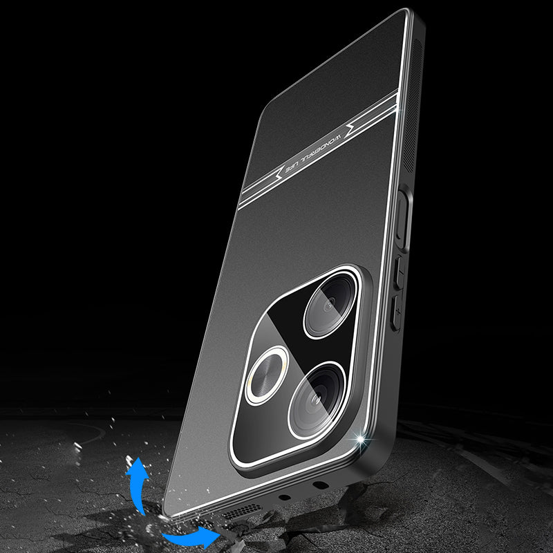 Matte Case for Xiaomi Redmi Turbo 3 5G , Bump Proof Metal+PC+TPU Phone Cover - Black+Blue