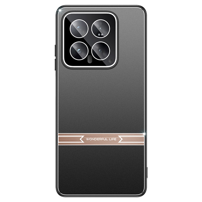 For Xiaomi 14 Phone Case Metal+PC+TPU Matte Anti-scratch Smartphone Cover - Black+Rose Gold