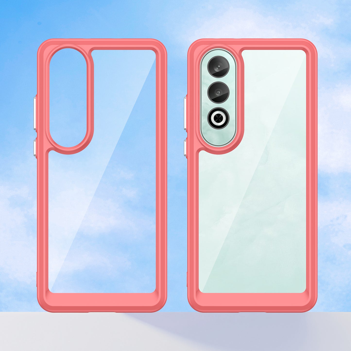 For OnePlus Nord CE4 5G Case Drop-Proof TPU Frame Clear Acrylic Protective Phone Shell - Red