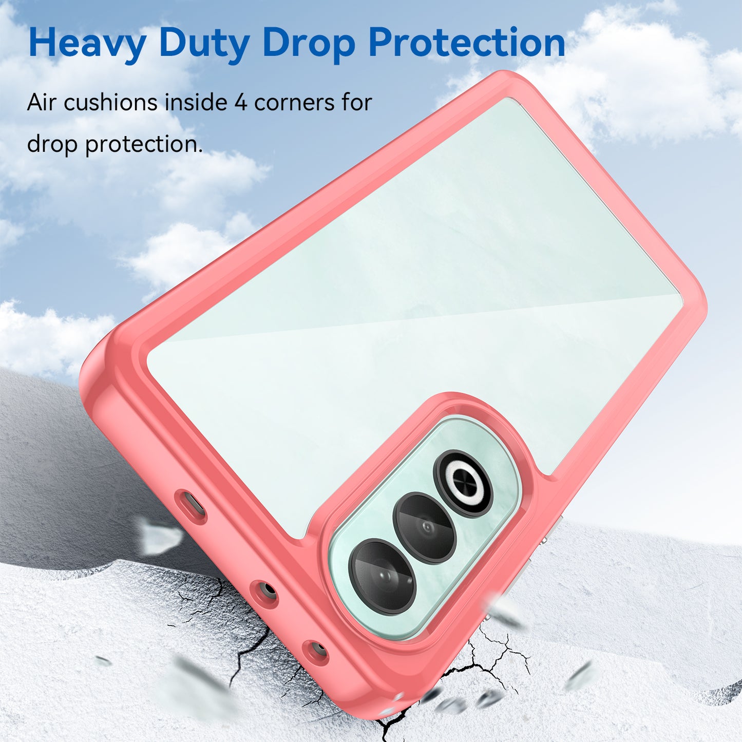 For OnePlus Nord CE4 5G Case Drop-Proof TPU Frame Clear Acrylic Protective Phone Shell - Red