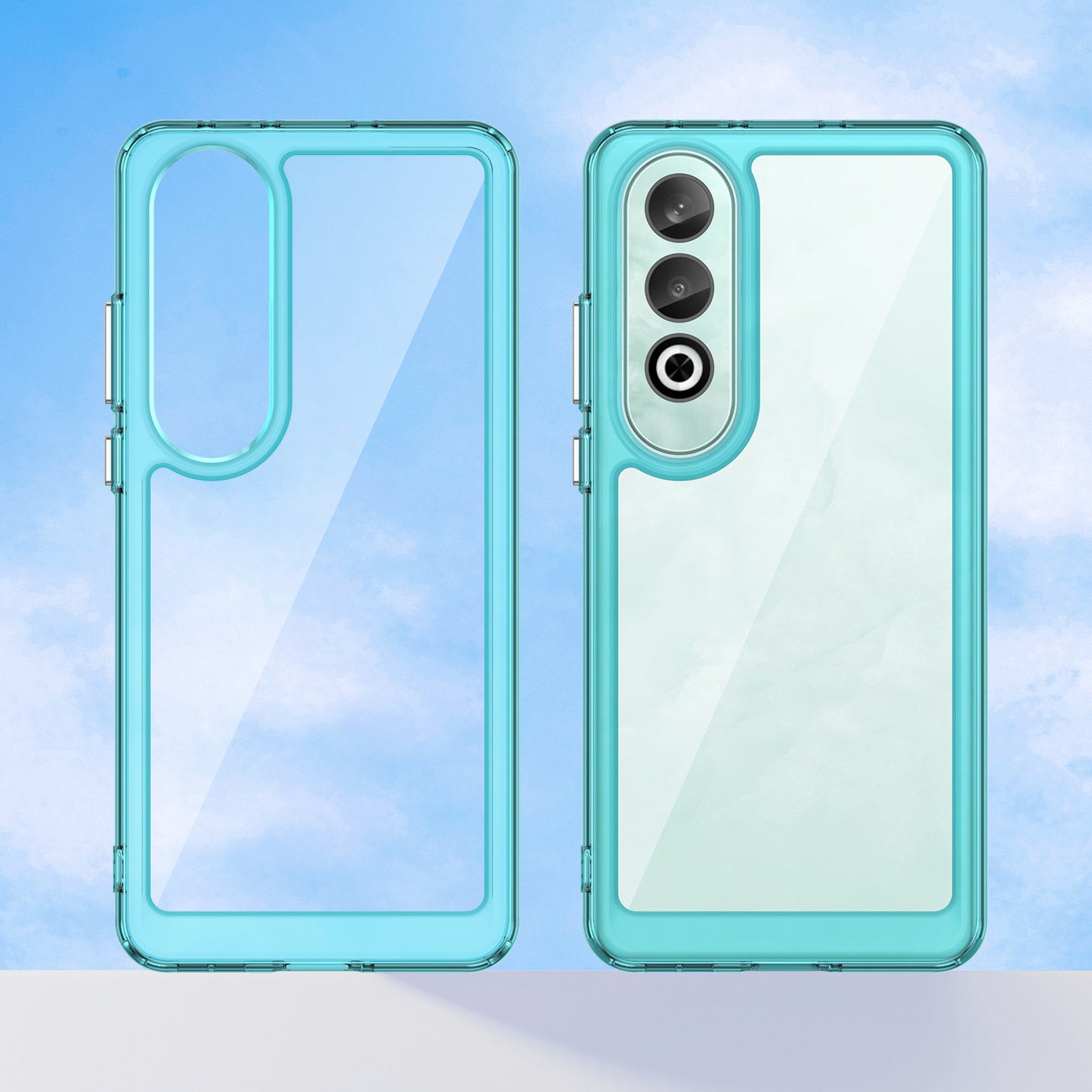 For OnePlus Nord CE4 5G Case Drop-Proof TPU Frame Clear Acrylic Protective Phone Shell - Transparent Blue