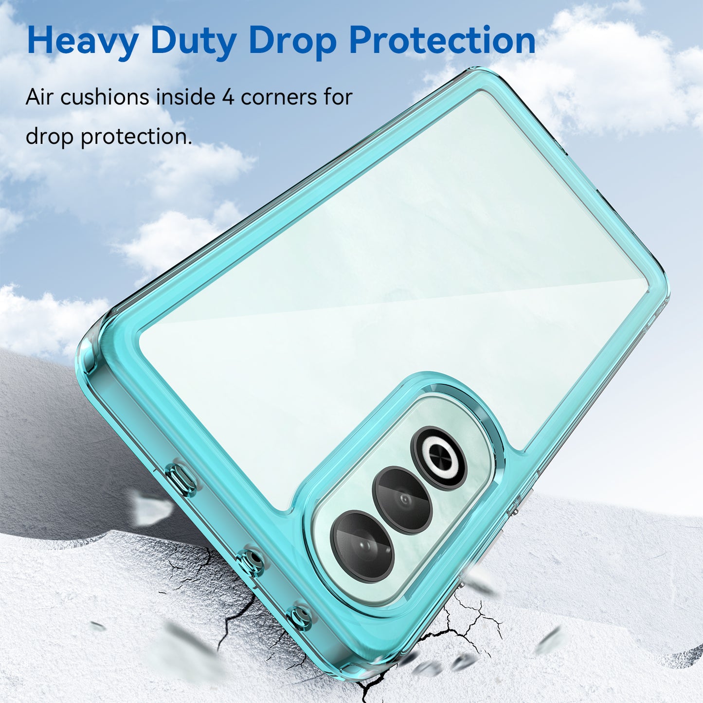 For OnePlus Nord CE4 5G Case Drop-Proof TPU Frame Clear Acrylic Protective Phone Shell - Transparent Blue