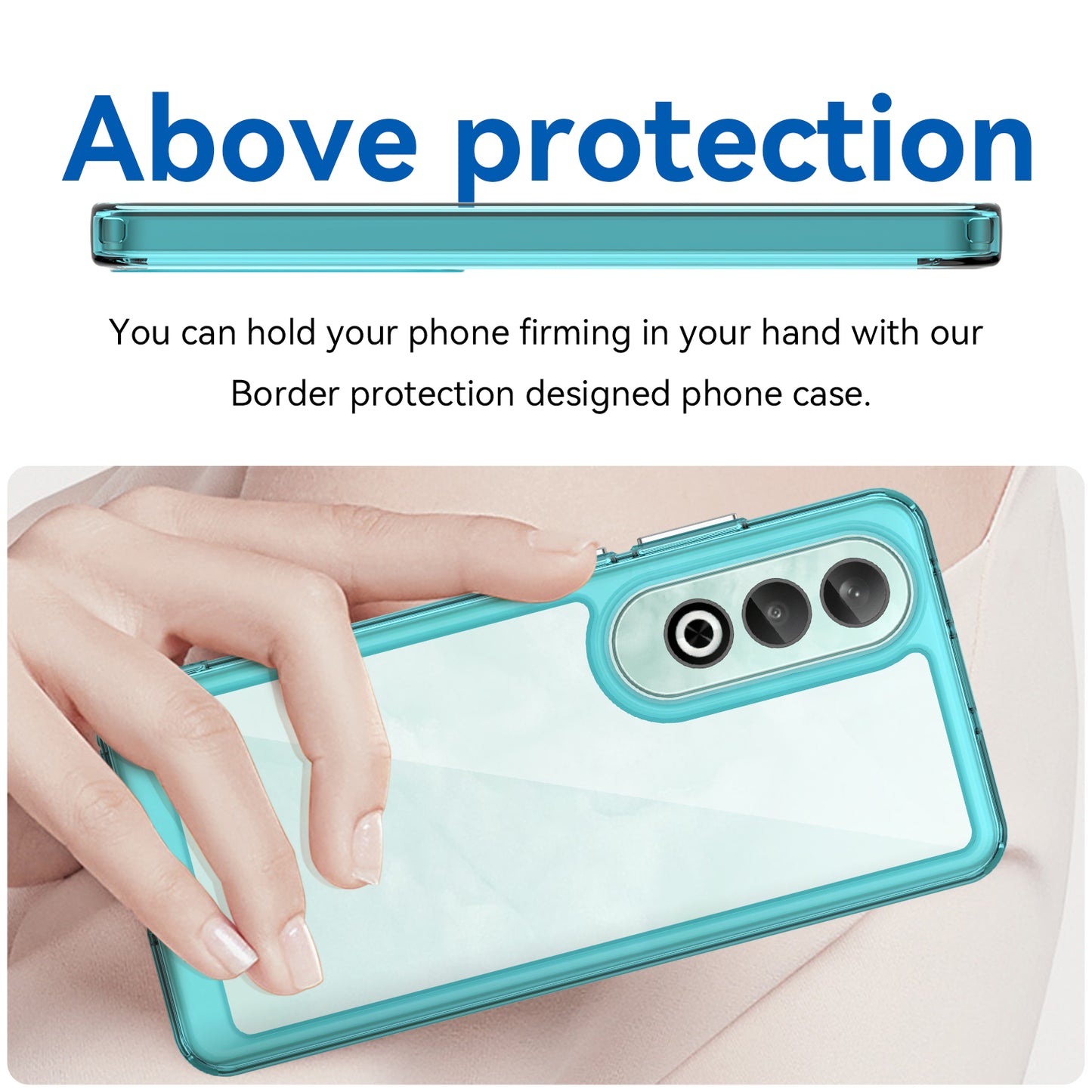 For OnePlus Nord CE4 5G Case Drop-Proof TPU Frame Clear Acrylic Protective Phone Shell - Transparent Blue