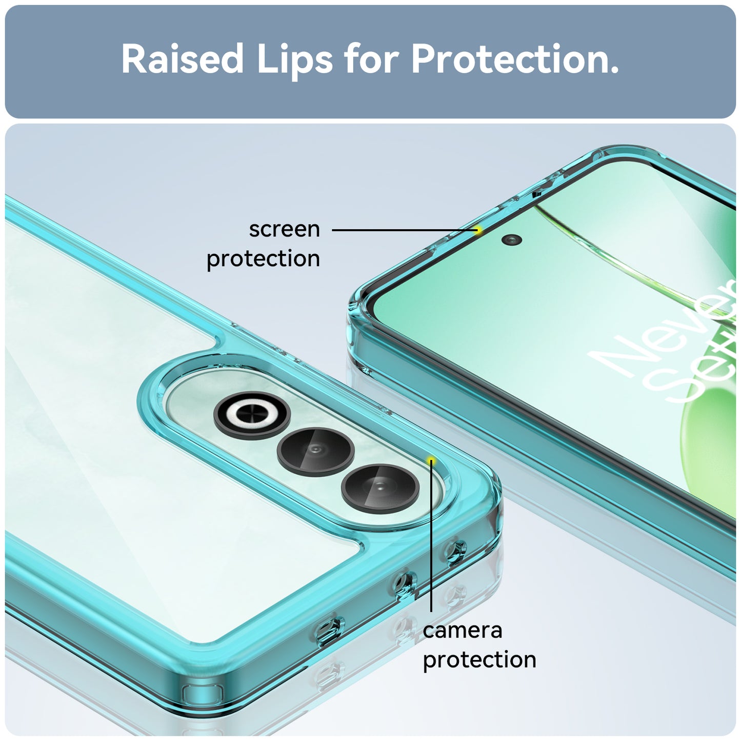 For OnePlus Nord CE4 5G Case Drop-Proof TPU Frame Clear Acrylic Protective Phone Shell - Transparent Blue
